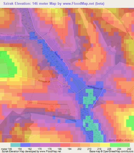 Szirak,Hungary Elevation Map