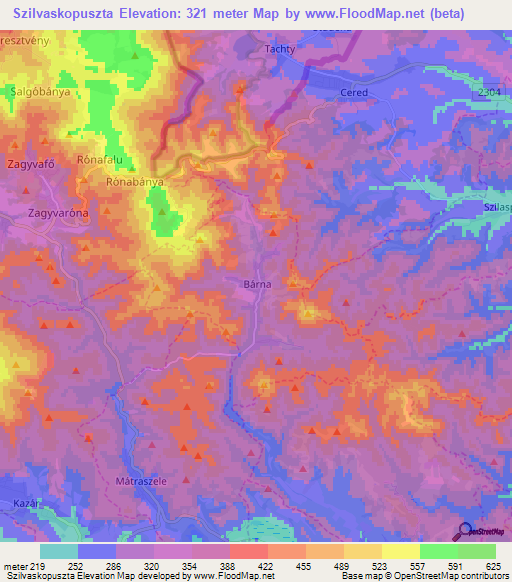 Szilvaskopuszta,Hungary Elevation Map