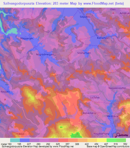 Szilvasgodorpuszta,Hungary Elevation Map