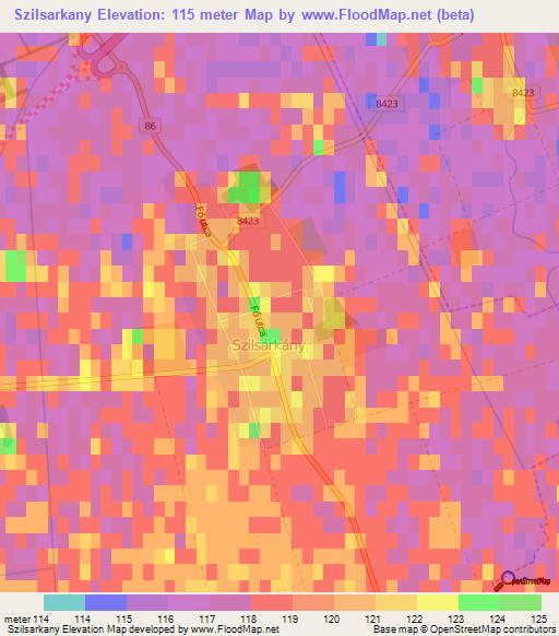 Szilsarkany,Hungary Elevation Map