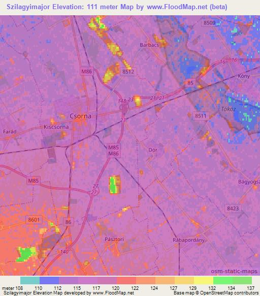 Szilagyimajor,Hungary Elevation Map