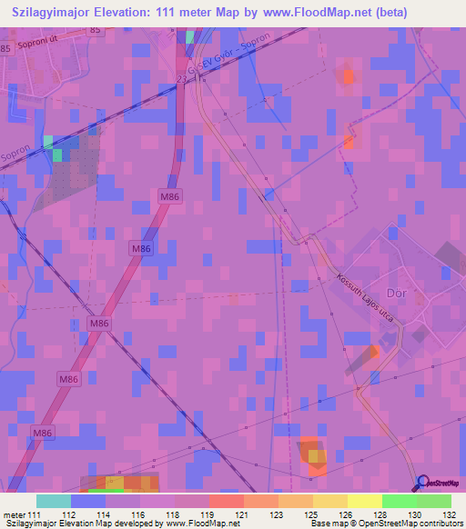 Szilagyimajor,Hungary Elevation Map