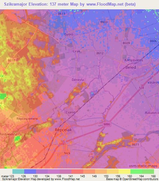 Szikramajor,Hungary Elevation Map