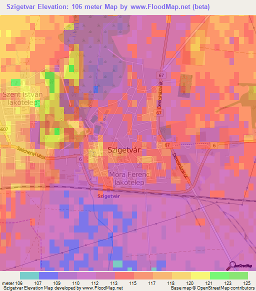 Szigetvar,Hungary Elevation Map