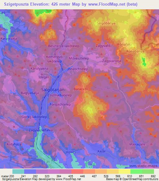 Szigetpuszta,Hungary Elevation Map