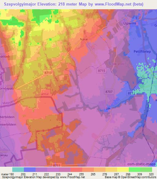 Szepvolgyimajor,Hungary Elevation Map