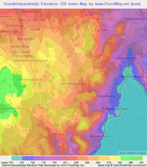 Szentkiralyszabadja,Hungary Elevation Map