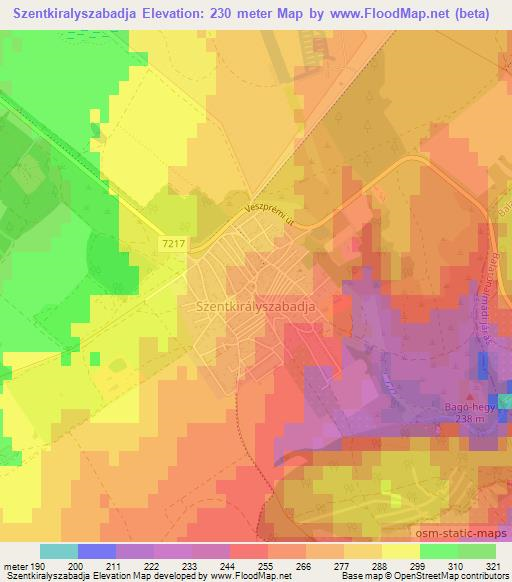 Szentkiralyszabadja,Hungary Elevation Map