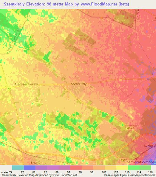 Szentkiraly,Hungary Elevation Map
