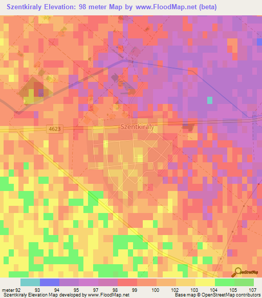 Szentkiraly,Hungary Elevation Map