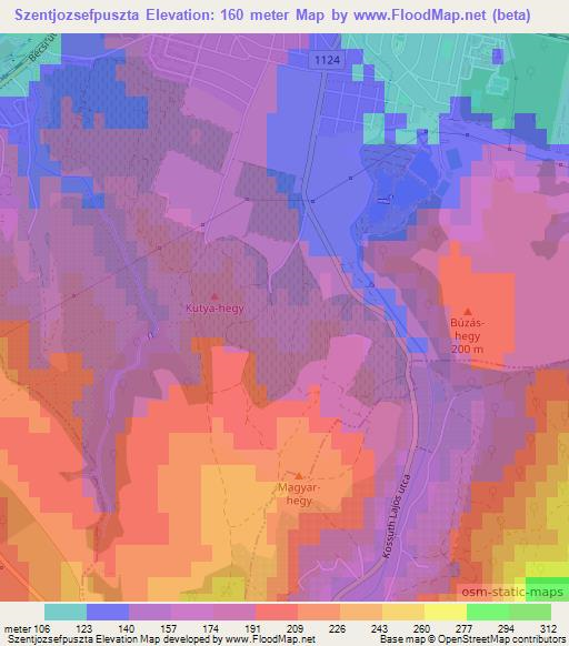 Szentjozsefpuszta,Hungary Elevation Map