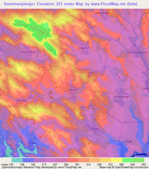 Szentivanyimajor,Hungary Elevation Map