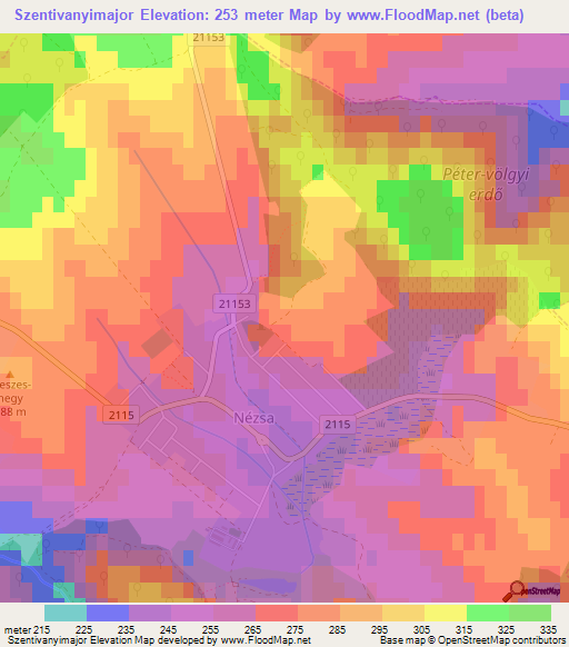 Szentivanyimajor,Hungary Elevation Map