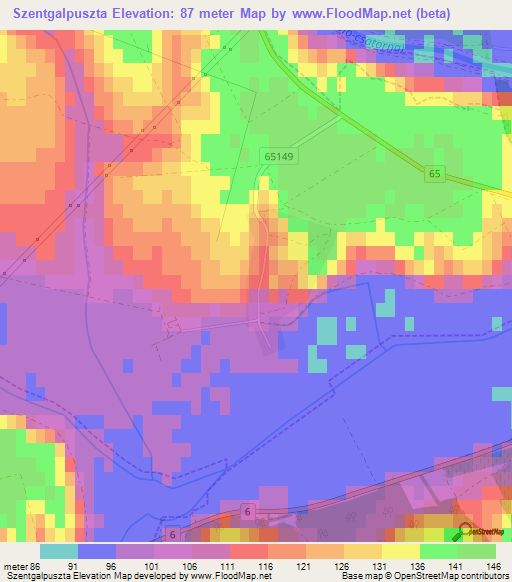 Szentgalpuszta,Hungary Elevation Map