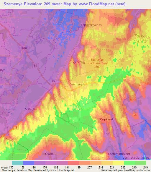 Szemenye,Hungary Elevation Map