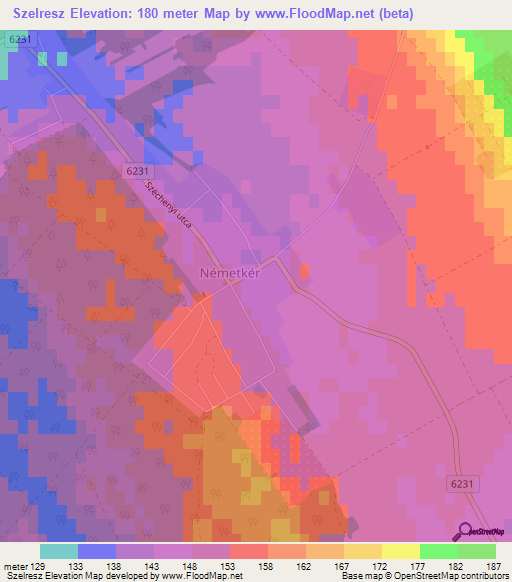 Szelresz,Hungary Elevation Map