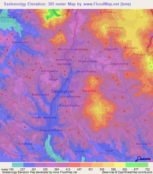 Szelesvolgy,Hungary Elevation Map