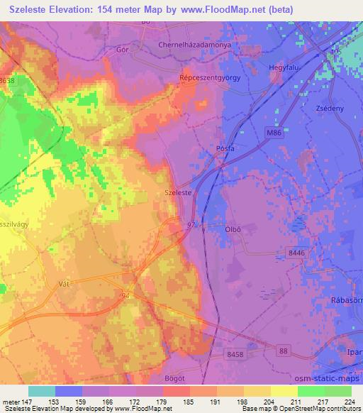 Szeleste,Hungary Elevation Map