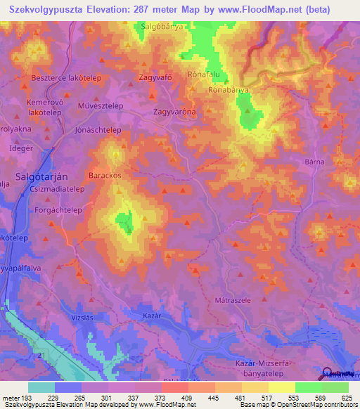 Szekvolgypuszta,Hungary Elevation Map