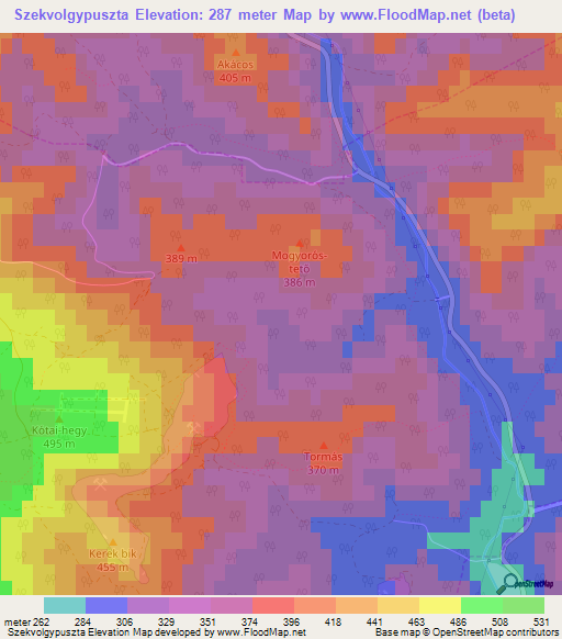 Szekvolgypuszta,Hungary Elevation Map