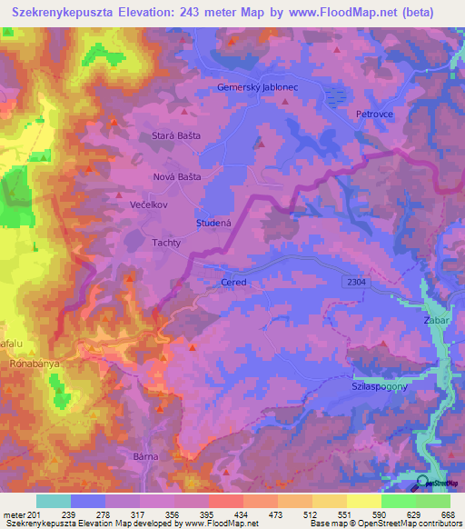 Szekrenykepuszta,Hungary Elevation Map