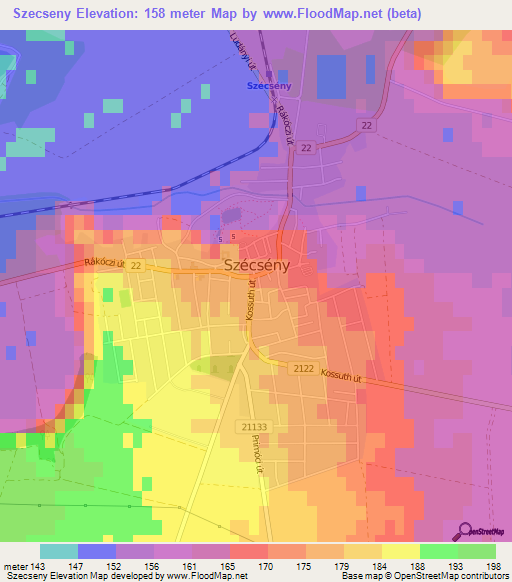 Szecseny,Hungary Elevation Map
