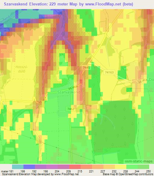Szarvaskend,Hungary Elevation Map