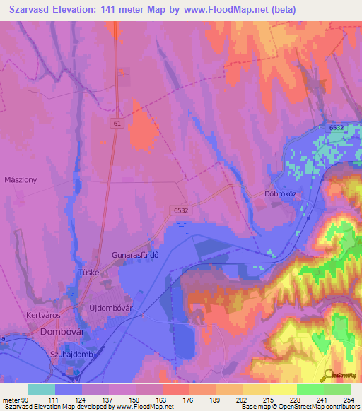 Szarvasd,Hungary Elevation Map