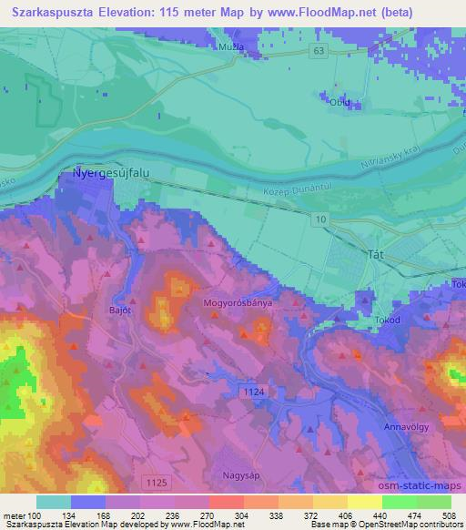 Szarkaspuszta,Hungary Elevation Map