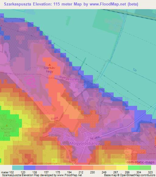Szarkaspuszta,Hungary Elevation Map