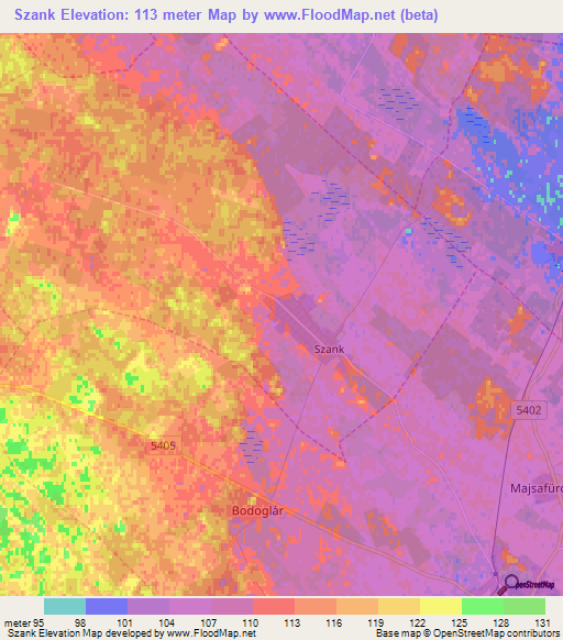 Szank,Hungary Elevation Map