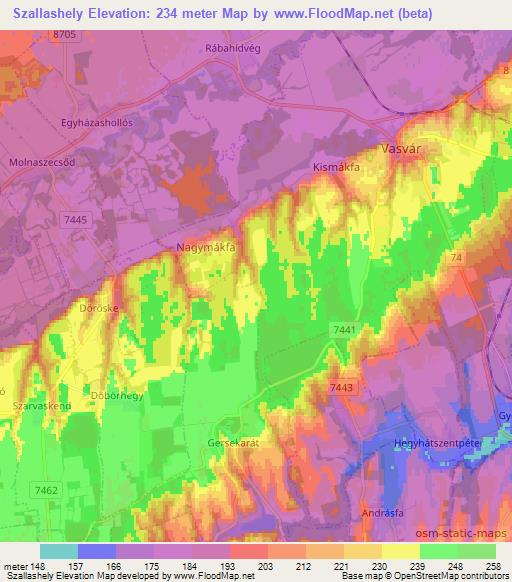 Szallashely,Hungary Elevation Map