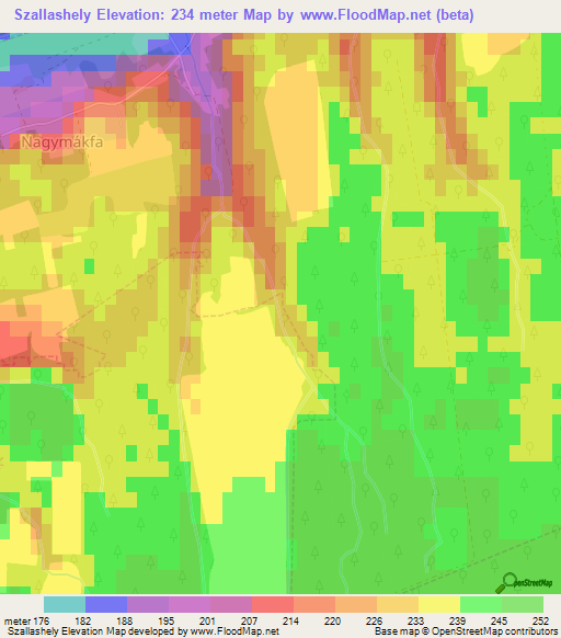 Szallashely,Hungary Elevation Map