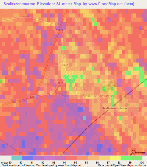 Szalkszentmarton,Hungary Elevation Map