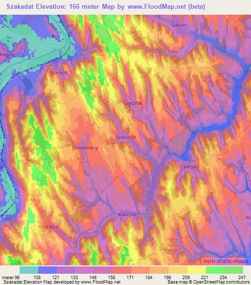 Szakadat,Hungary Elevation Map