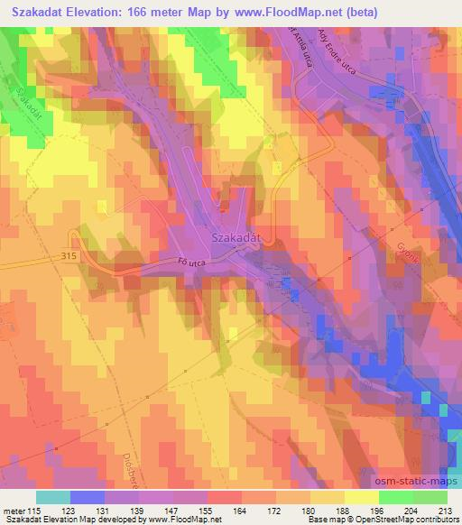 Szakadat,Hungary Elevation Map