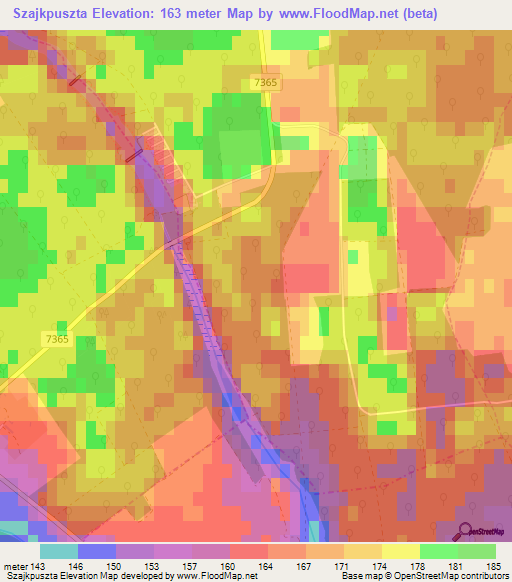 Szajkpuszta,Hungary Elevation Map