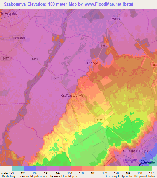 Szabotanya,Hungary Elevation Map