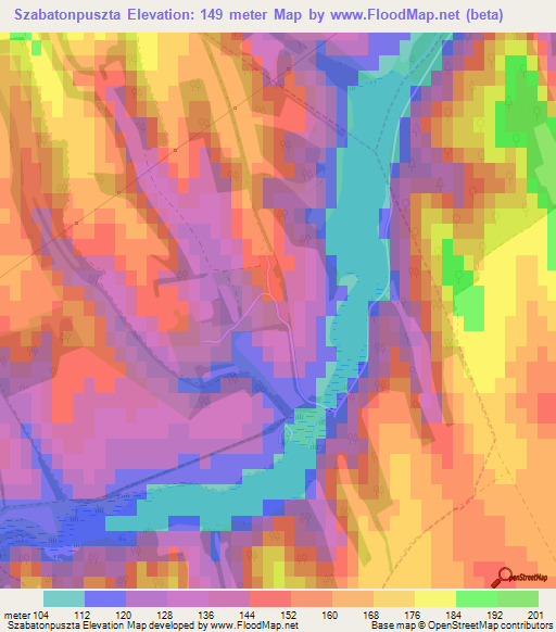 Szabatonpuszta,Hungary Elevation Map