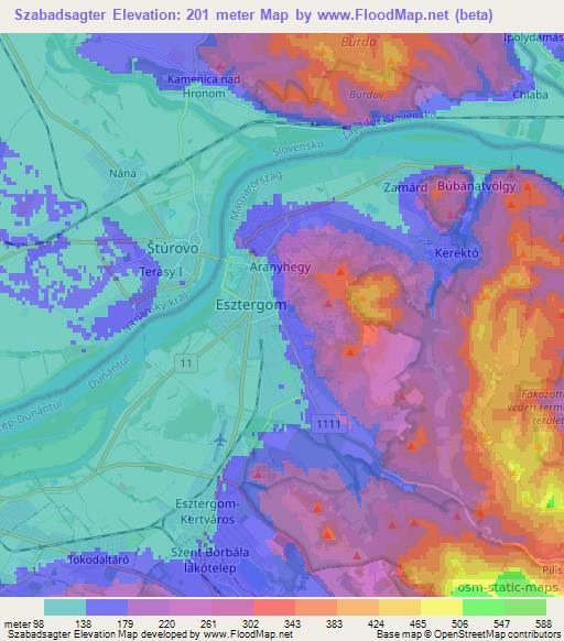 Szabadsagter,Hungary Elevation Map