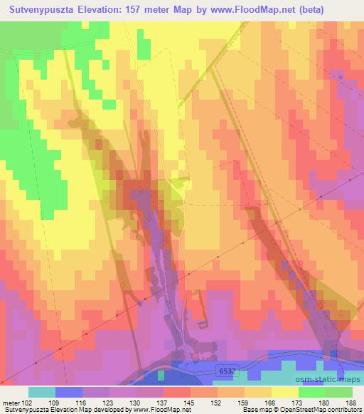 Sutvenypuszta,Hungary Elevation Map