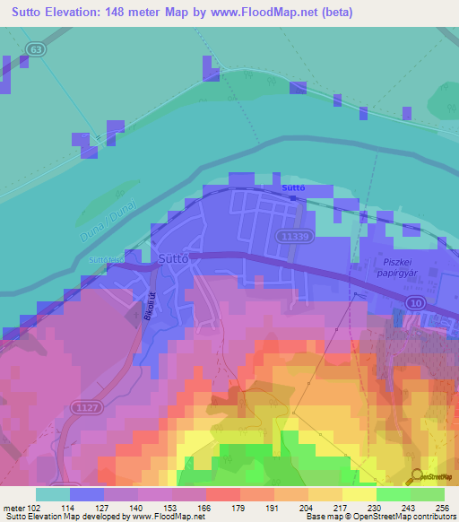 Sutto,Hungary Elevation Map