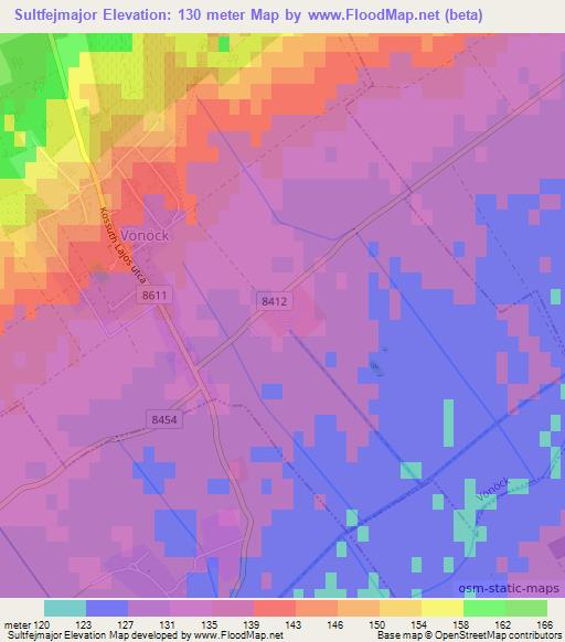 Sultfejmajor,Hungary Elevation Map