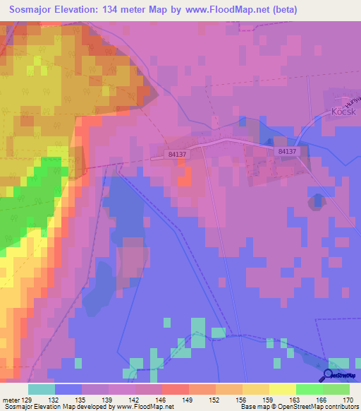 Sosmajor,Hungary Elevation Map