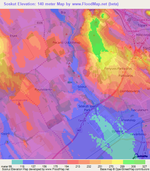 Soskut,Hungary Elevation Map