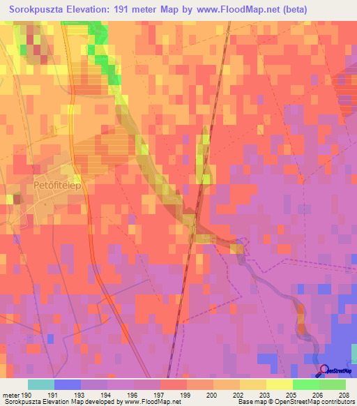 Sorokpuszta,Hungary Elevation Map