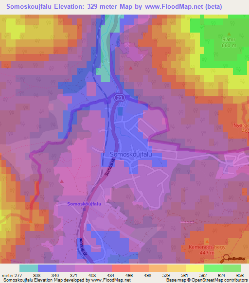 Somoskoujfalu,Hungary Elevation Map