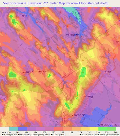 Somodorpuszta,Hungary Elevation Map