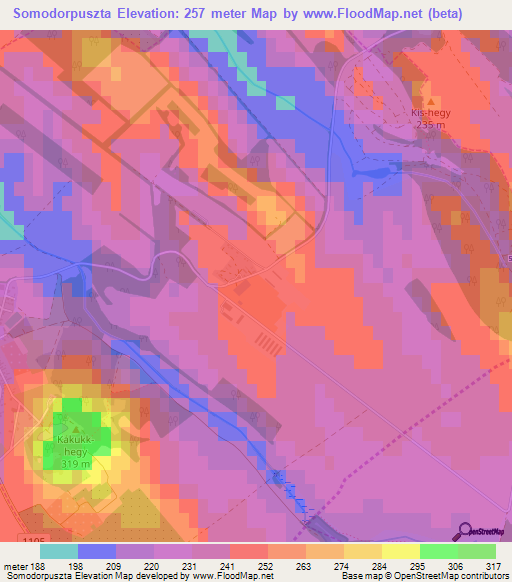 Somodorpuszta,Hungary Elevation Map