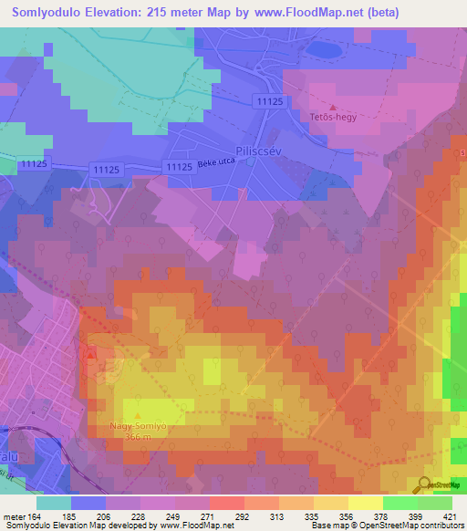 Somlyodulo,Hungary Elevation Map